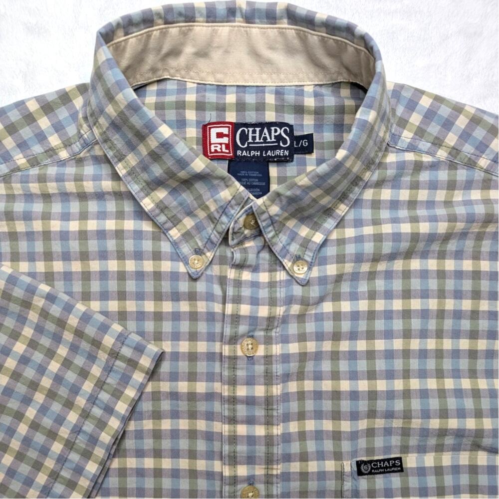Chaps Ralph‎ Lauren Vintage Mens Short Sleeve Button Down Shirt - Large Plaid